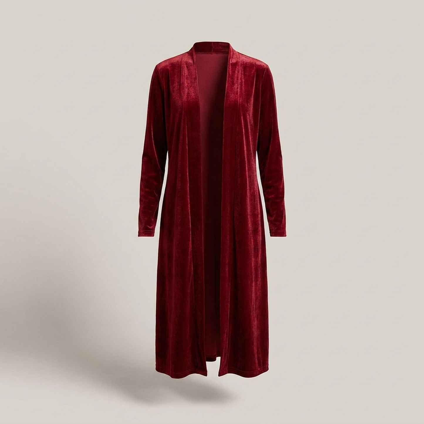 PLUXSTYLE::numise::womens-open-front-long-cardigan::pack-red