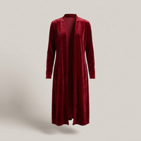 PLUXSTYLE::numise::womens-open-front-long-cardigan::pack-red
