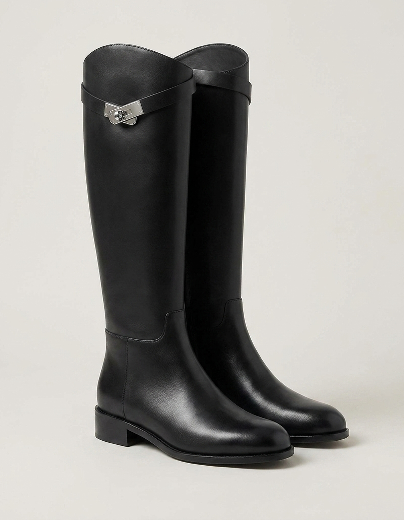 PLUXSTYLE::numise::aveline-metal-accent-riding-boots::closeup-detail