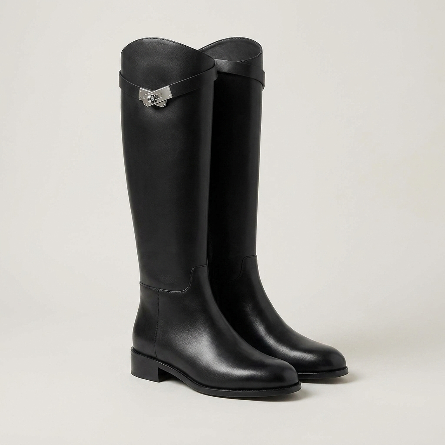 PLUXSTYLE::numise::aveline-metal-accent-riding-boots::closeup-detail