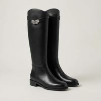 PLUXSTYLE::numise::aveline-metal-accent-riding-boots::closeup-detail