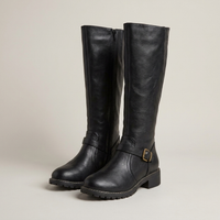 PLUXSTYLE::numise::supportive-buckle-tall-boots::pack-black