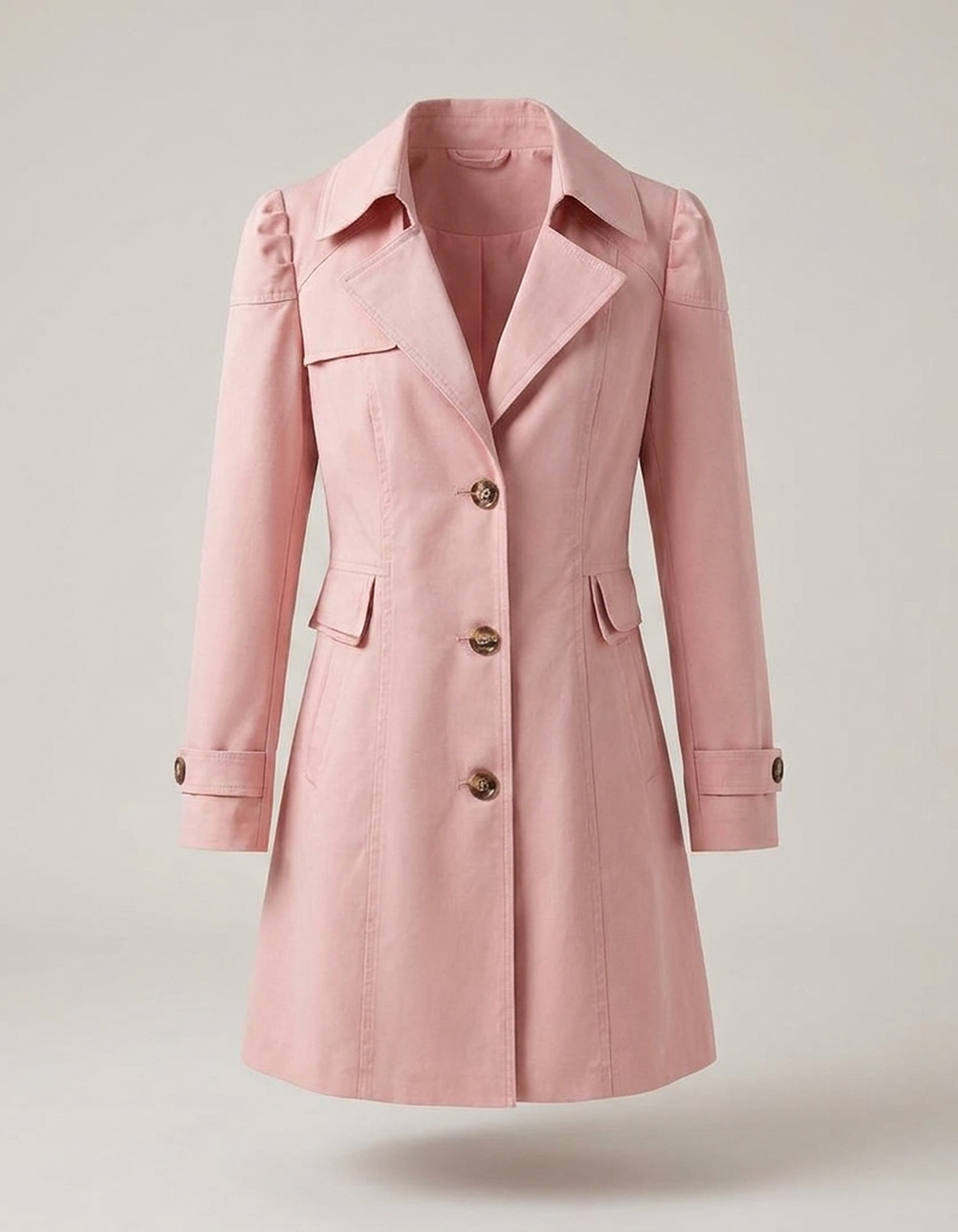 PLUXSTYLE::numise::womens-double-breasted-longline-parka::pack-pink