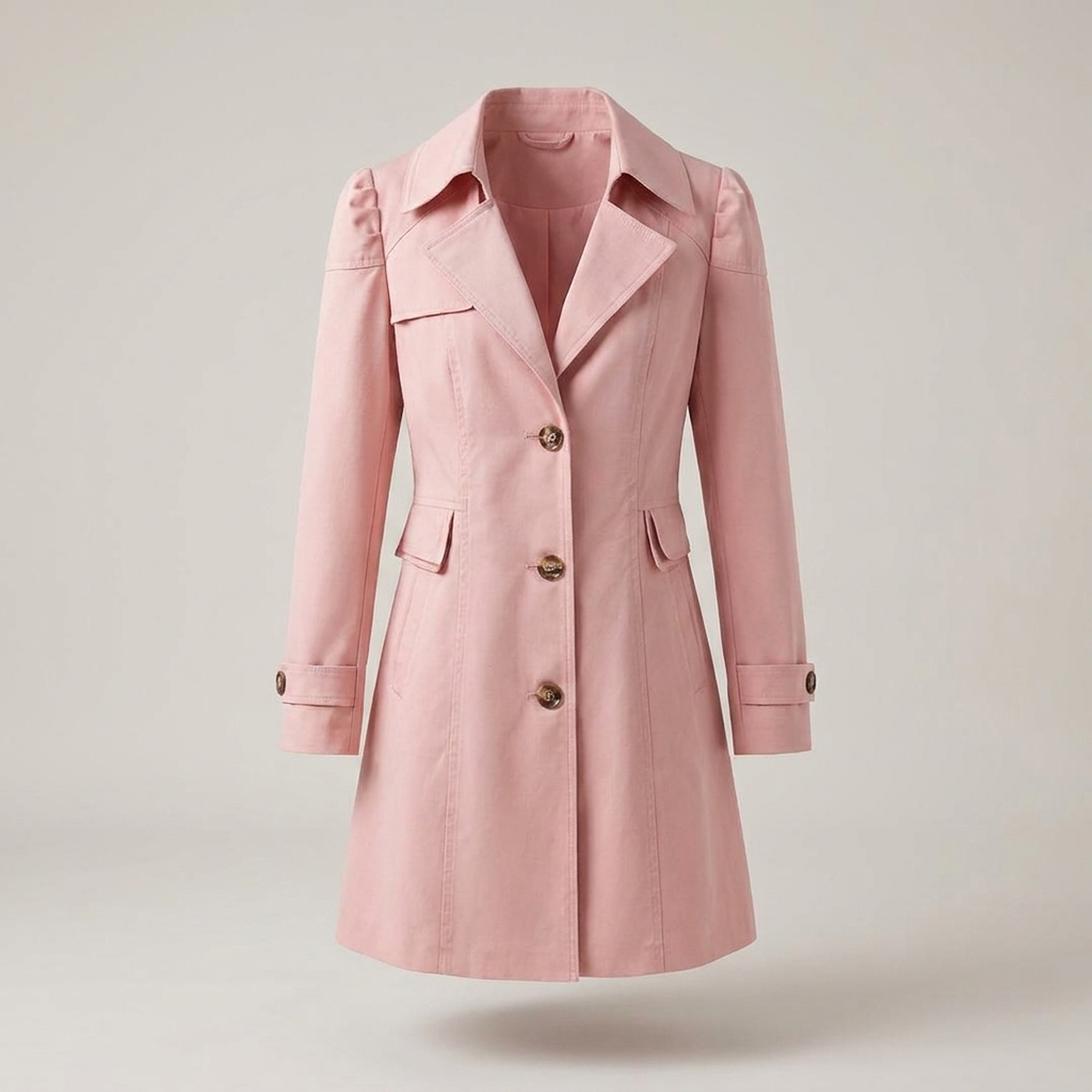 PLUXSTYLE::numise::womens-double-breasted-longline-parka::pack-pink