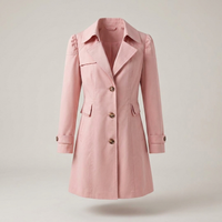 PLUXSTYLE::numise::womens-double-breasted-longline-parka::pack-pink