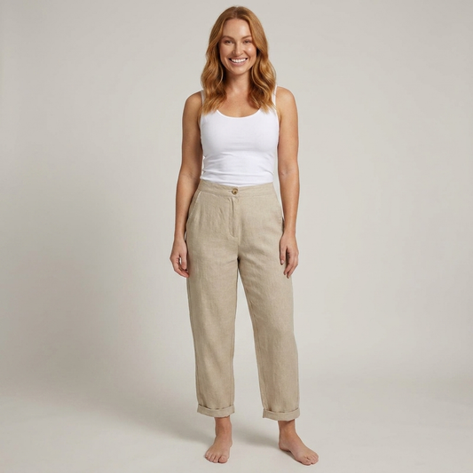PLUXSTYLE::numise::womens-high-waist-linen-blend-trousers-for-all-day-comfort::front