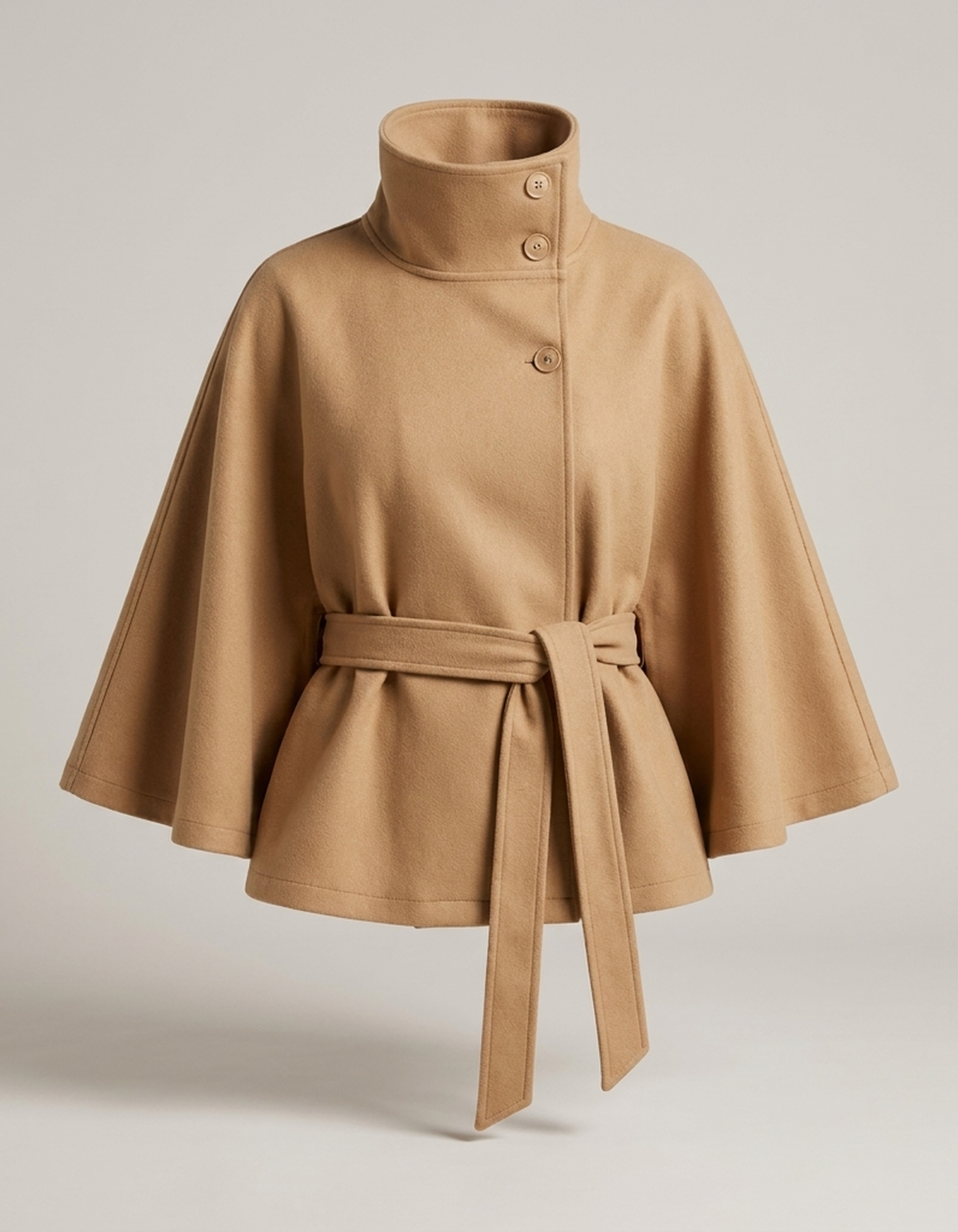 PLUXSTYLE::numise::cape-sleeve-belted-parka::pack-beige