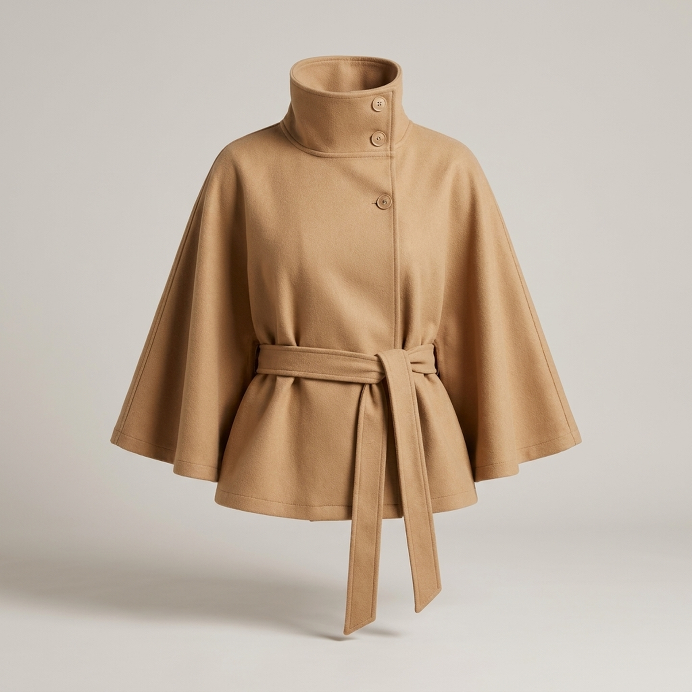 PLUXSTYLE::numise::cape-sleeve-belted-parka::pack-beige