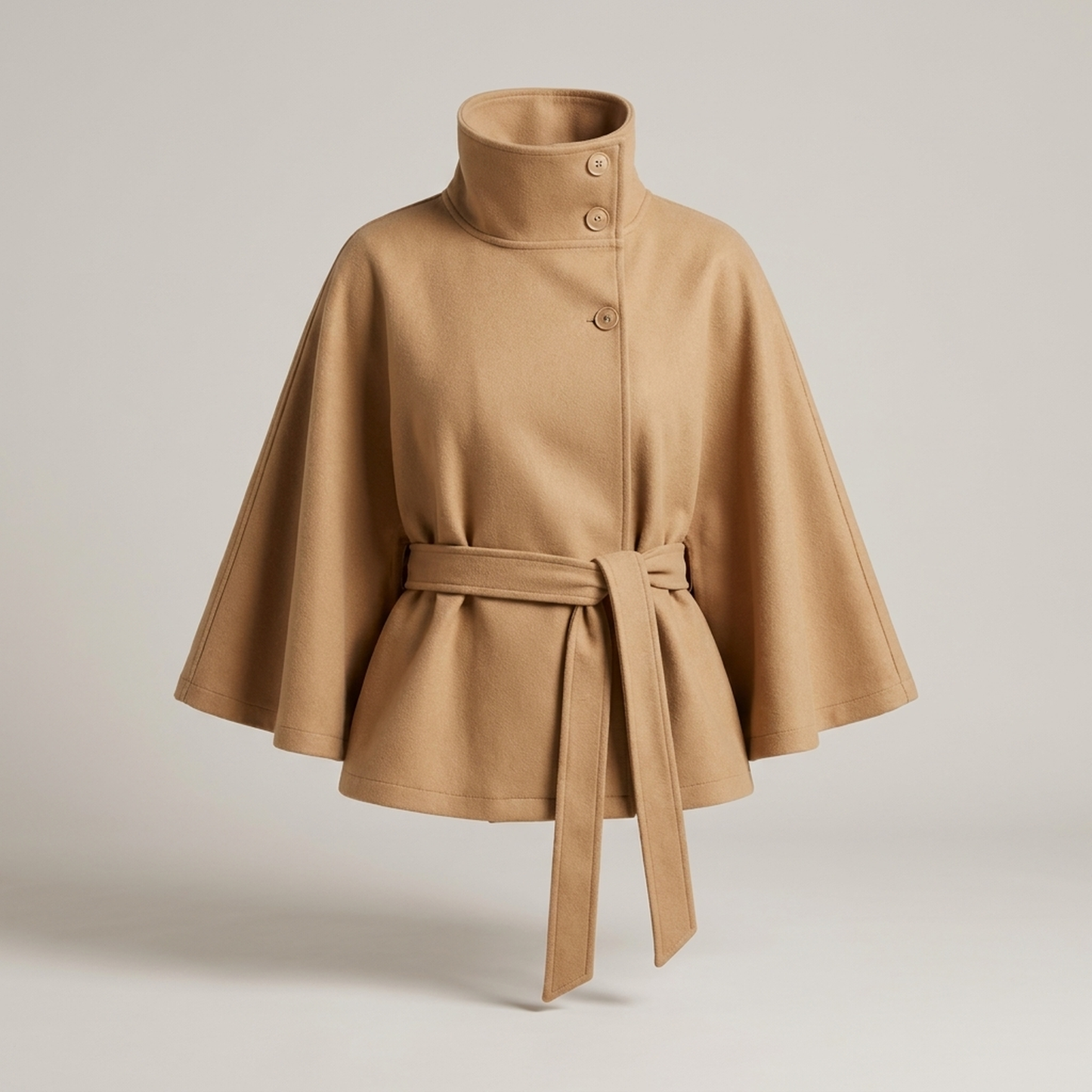 PLUXSTYLE::numise::cape-sleeve-belted-parka::pack-beige