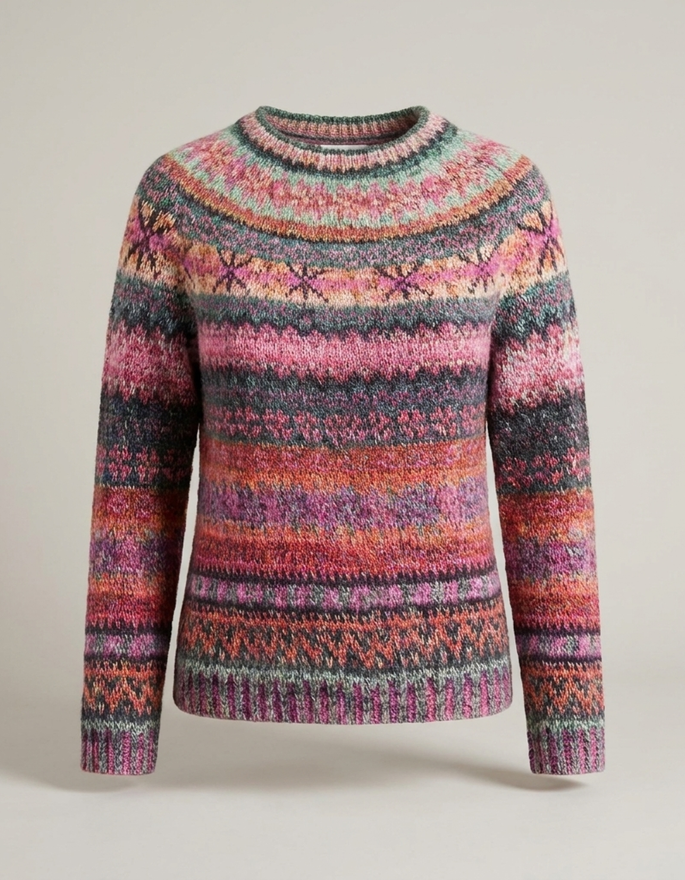 PLUXSTYLE::numise::anna-classic-fair-isle-pullover::pack-coral-pink