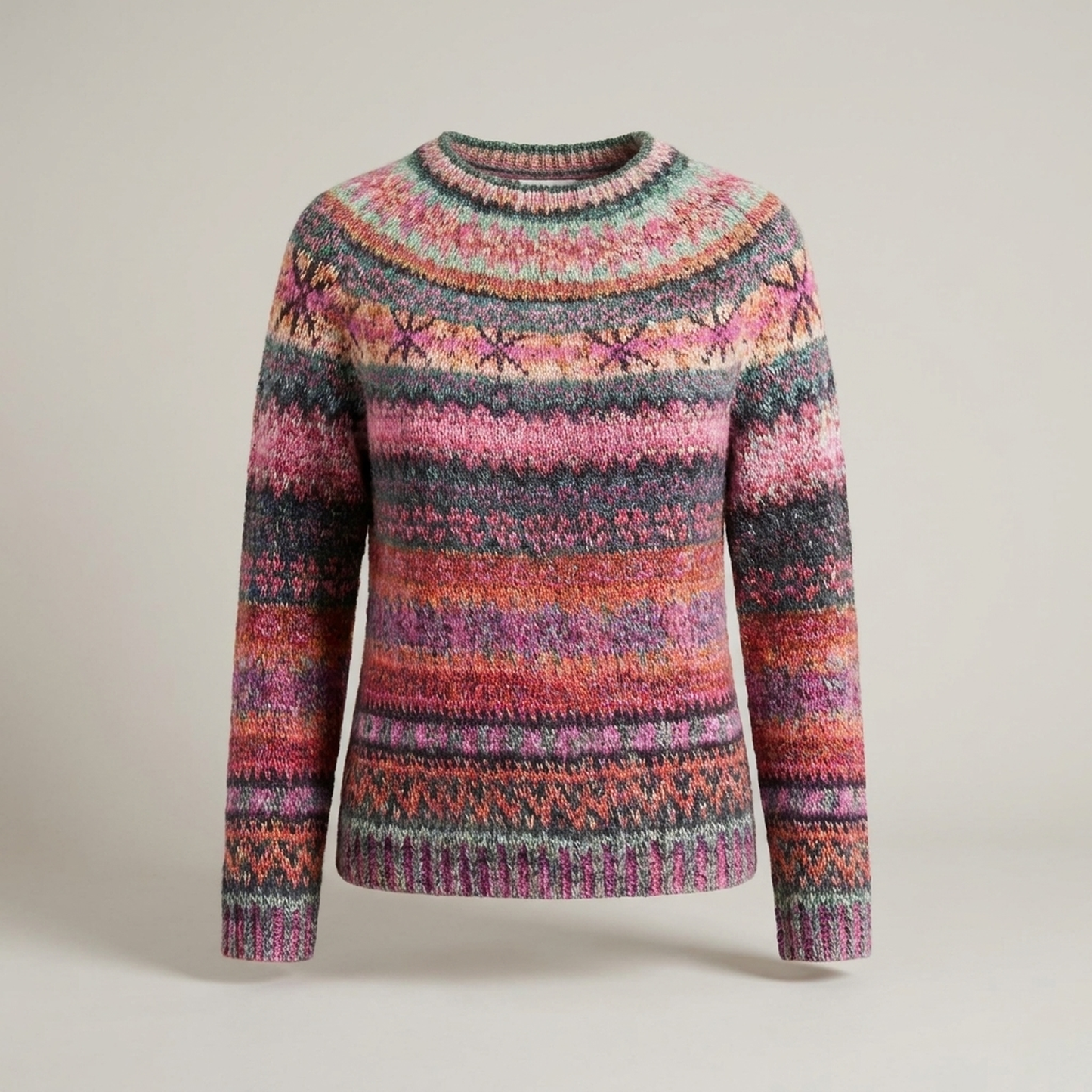 PLUXSTYLE::numise::anna-classic-fair-isle-pullover::pack-coral-pink