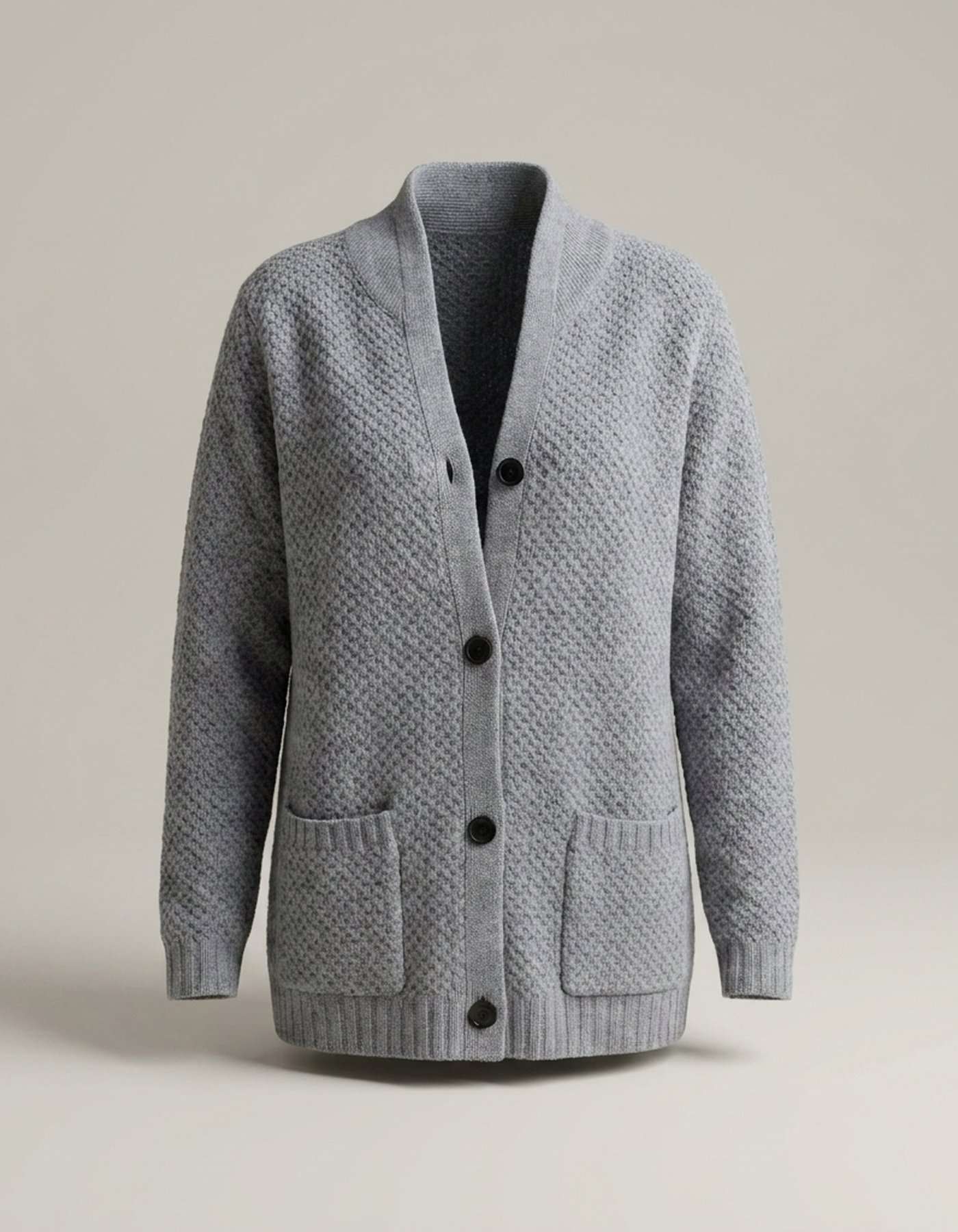 PLUXSTYLE::numise::relaxed-button-front-cardigan::pack-grey