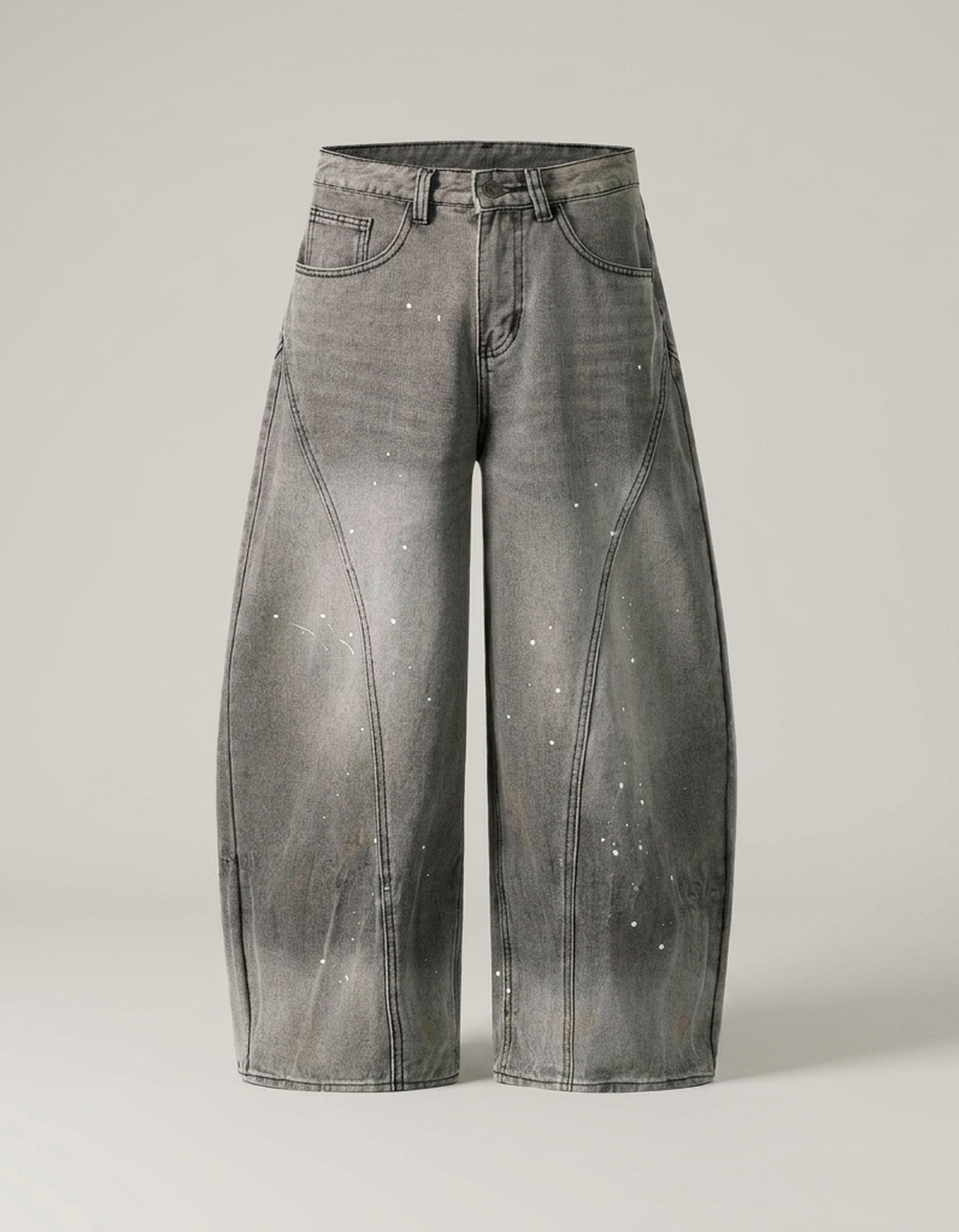 PLUXSTYLE::numise::barrel-leg-jeans-in-ink-grey::pack-ink-grey
