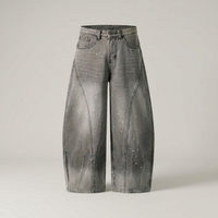 PLUXSTYLE::numise::barrel-leg-jeans-in-ink-grey::pack-ink-grey