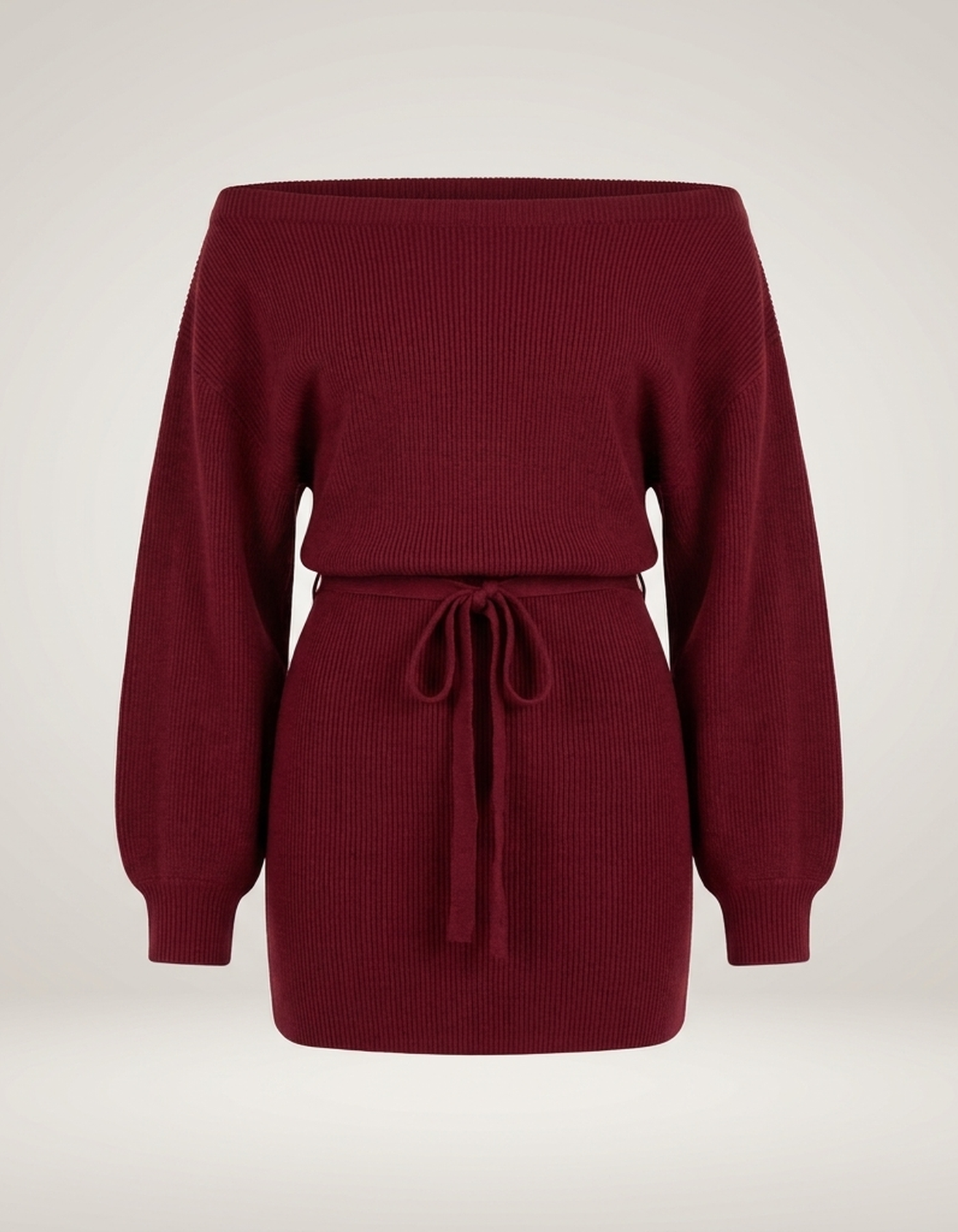 PLUXSTYLE::numise::bardot-tie-waist-mini-dress::pack-burgundy