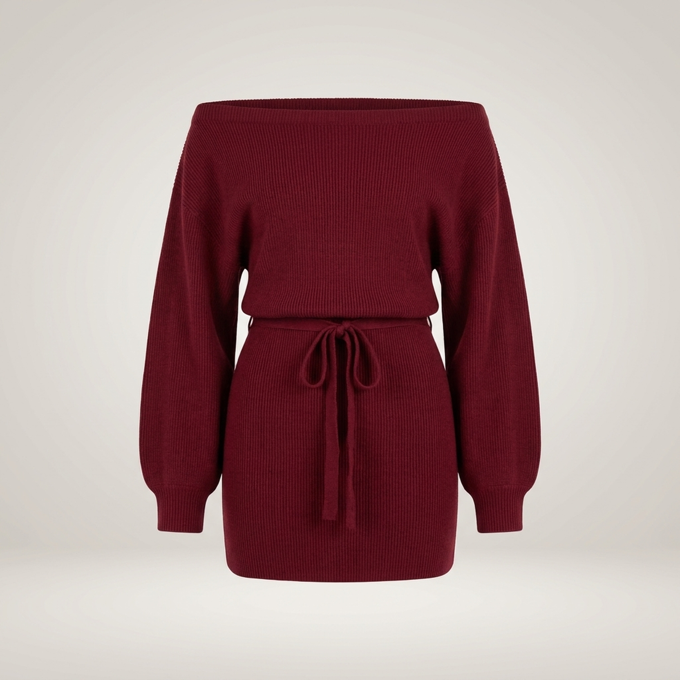 PLUXSTYLE::numise::bardot-tie-waist-mini-dress::pack-burgundy
