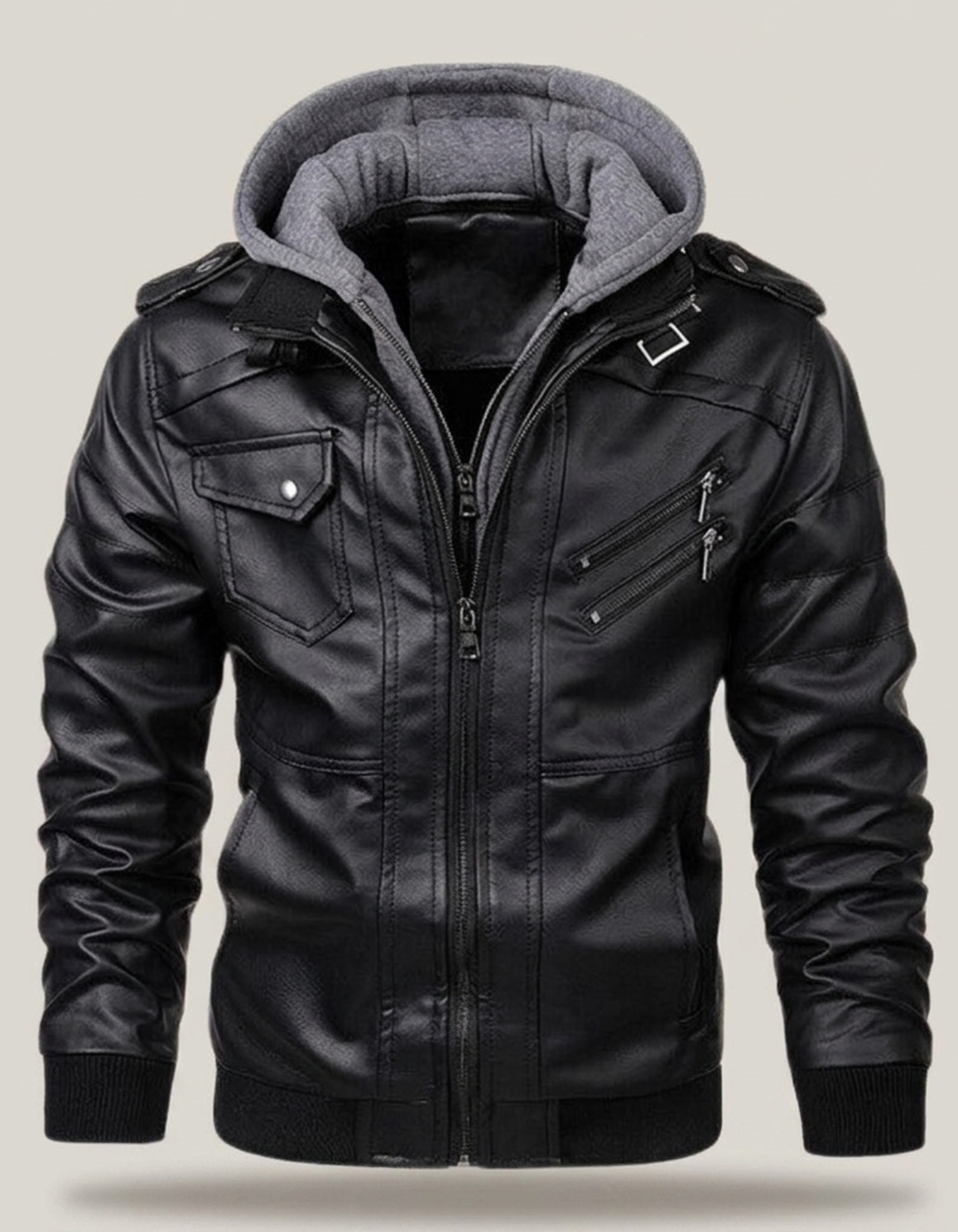 PLUXSTYLE::numise::mens-tailored-biker-parka::pack-black