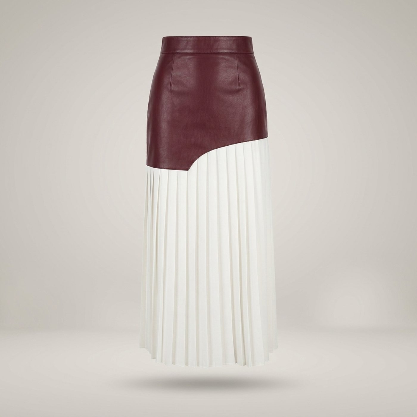 PLUXSTYLE::numise::asymmetric-pleated-midi-skirt::pack-burgundy