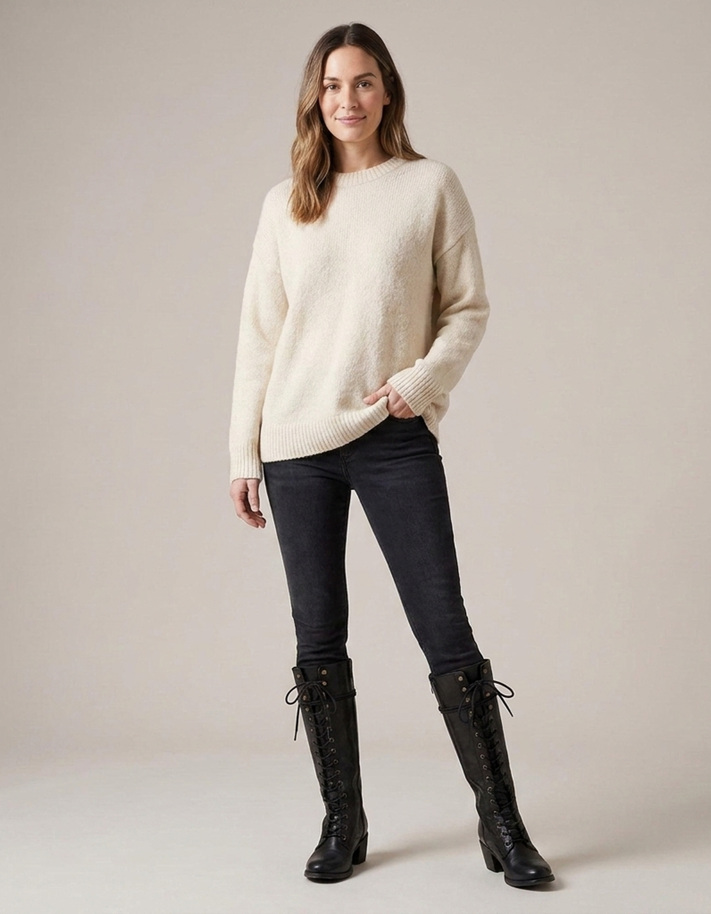 PLUXSTYLE::numise::womens-lace-up-knee-high-boots::zoom-out