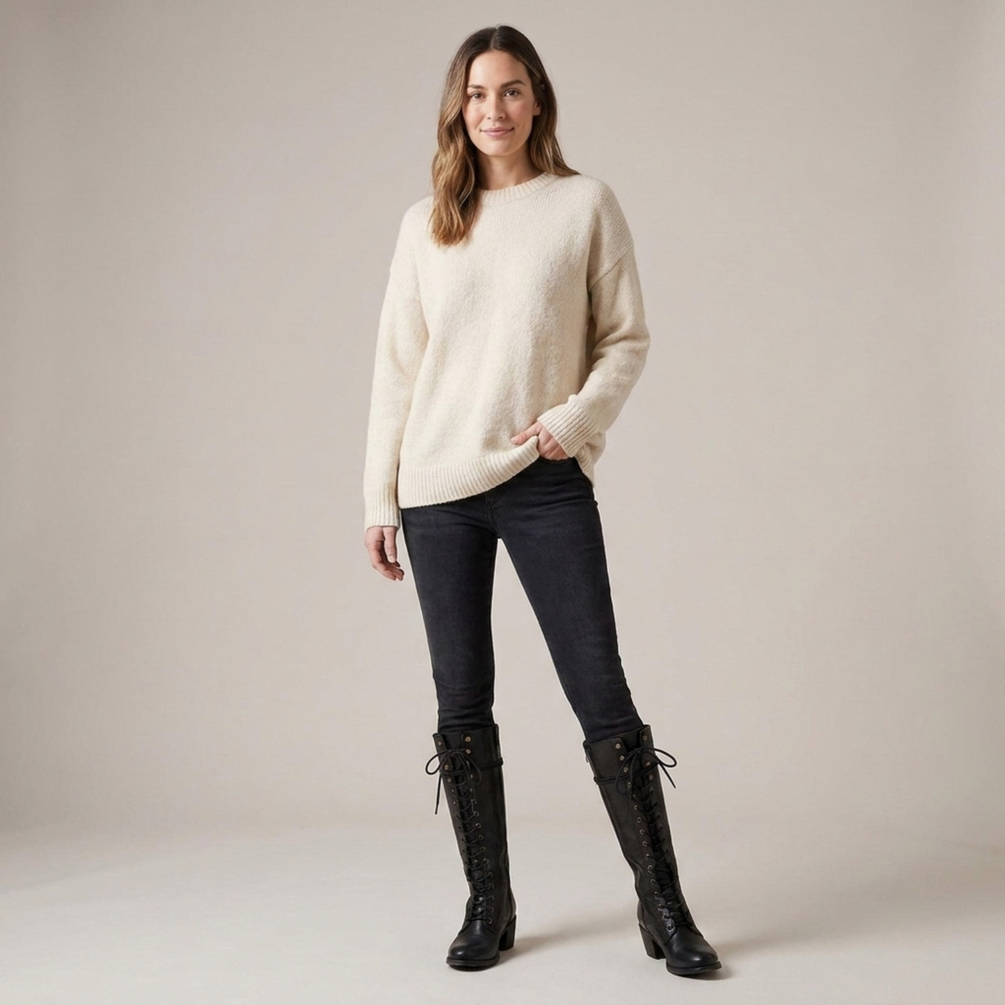 PLUXSTYLE::numise::womens-lace-up-knee-high-boots::zoom-out
