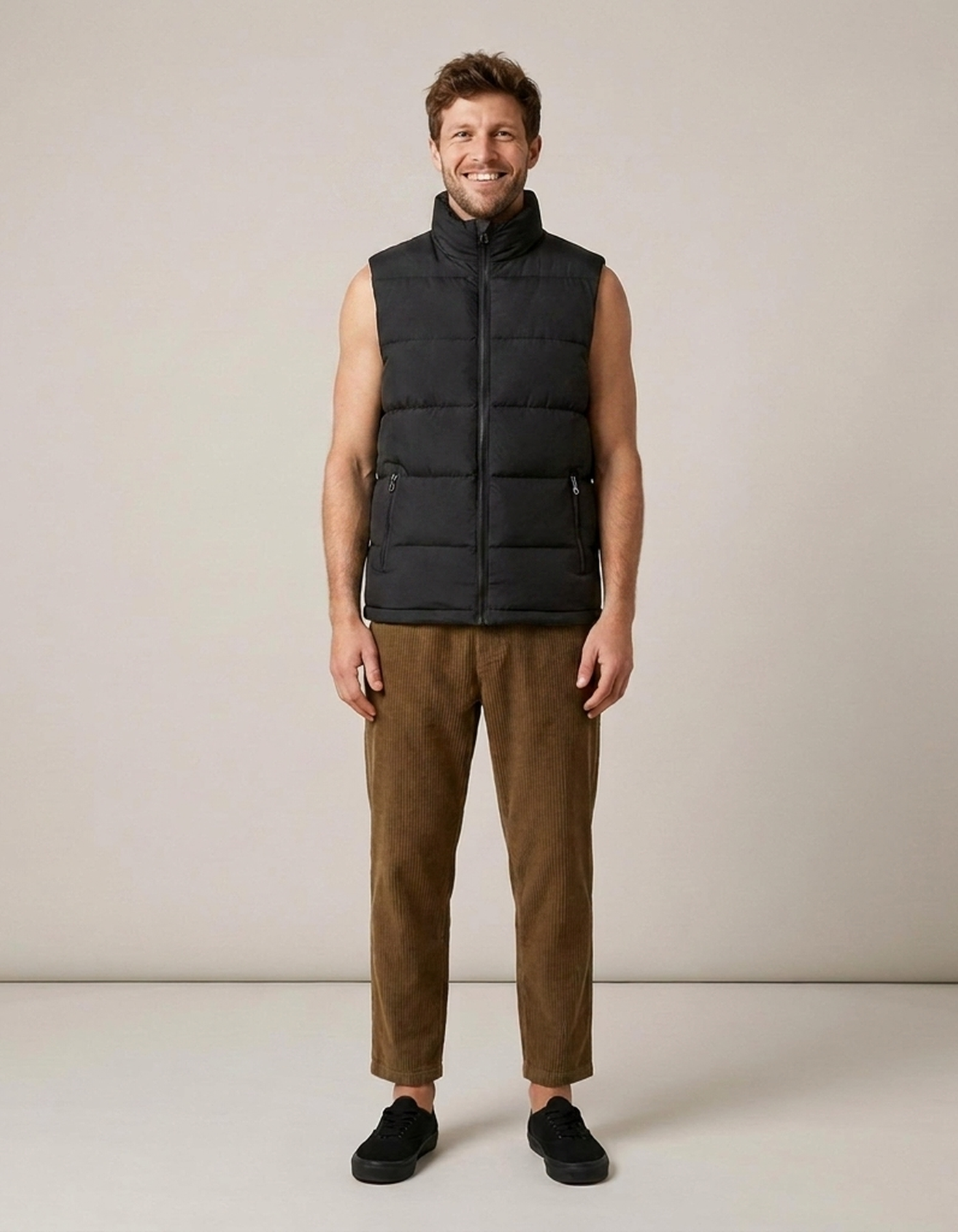 PLUXSTYLE::numise::mens-quilted-bodywarmer::front