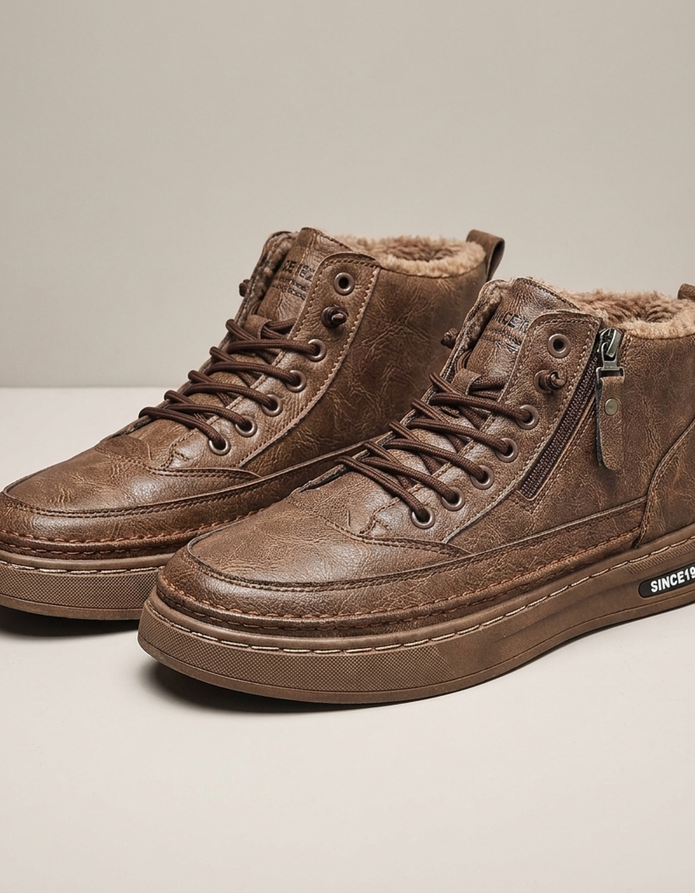 PLUXSTYLE::numise::mens-everyday-business-boots::pack-brown-with-fleece-lining