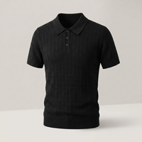 PLUXSTYLE::numise::mens-cable-texture-polo-top::pack-black