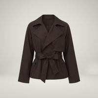 PLUXSTYLE::numise::cropped-tie-waist-parka::pack-brown
