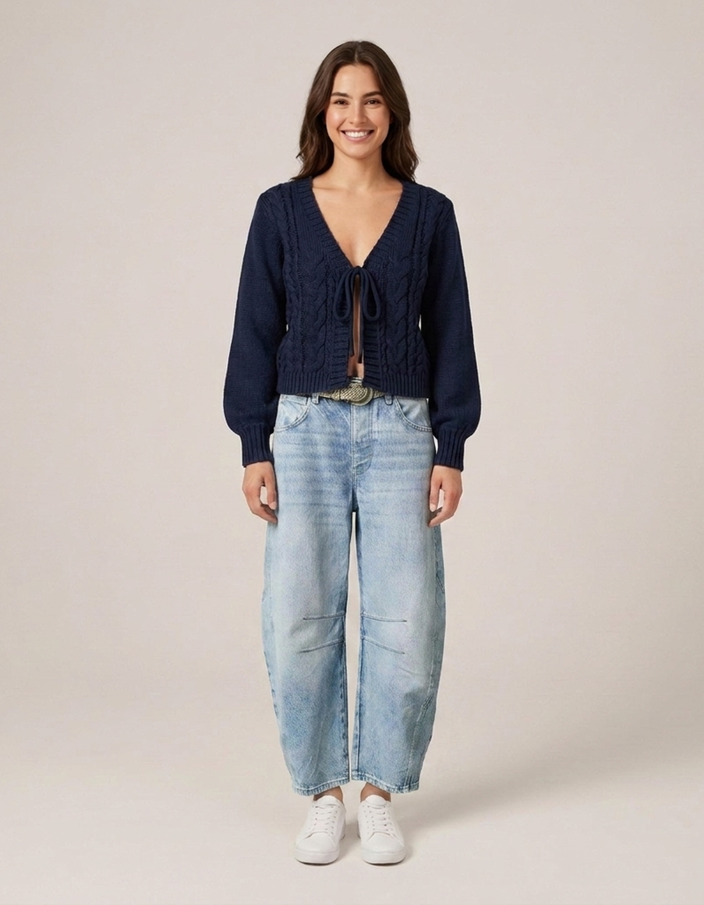 PLUXSTYLE::numise::amelia-high-waist-barrel-leg-jeans::front