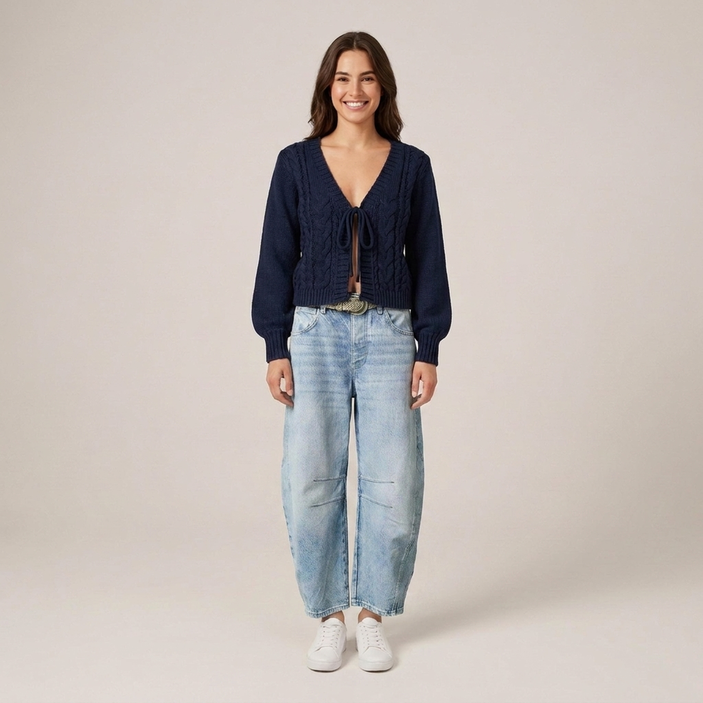 PLUXSTYLE::numise::amelia-high-waist-barrel-leg-jeans::front