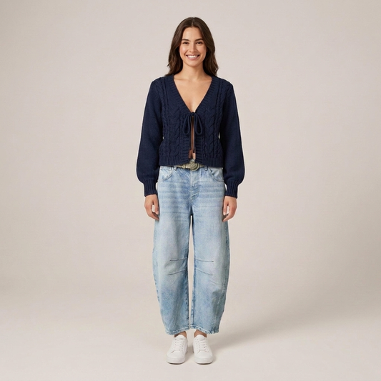 PLUXSTYLE::numise::amelia-high-waist-barrel-leg-jeans::front
