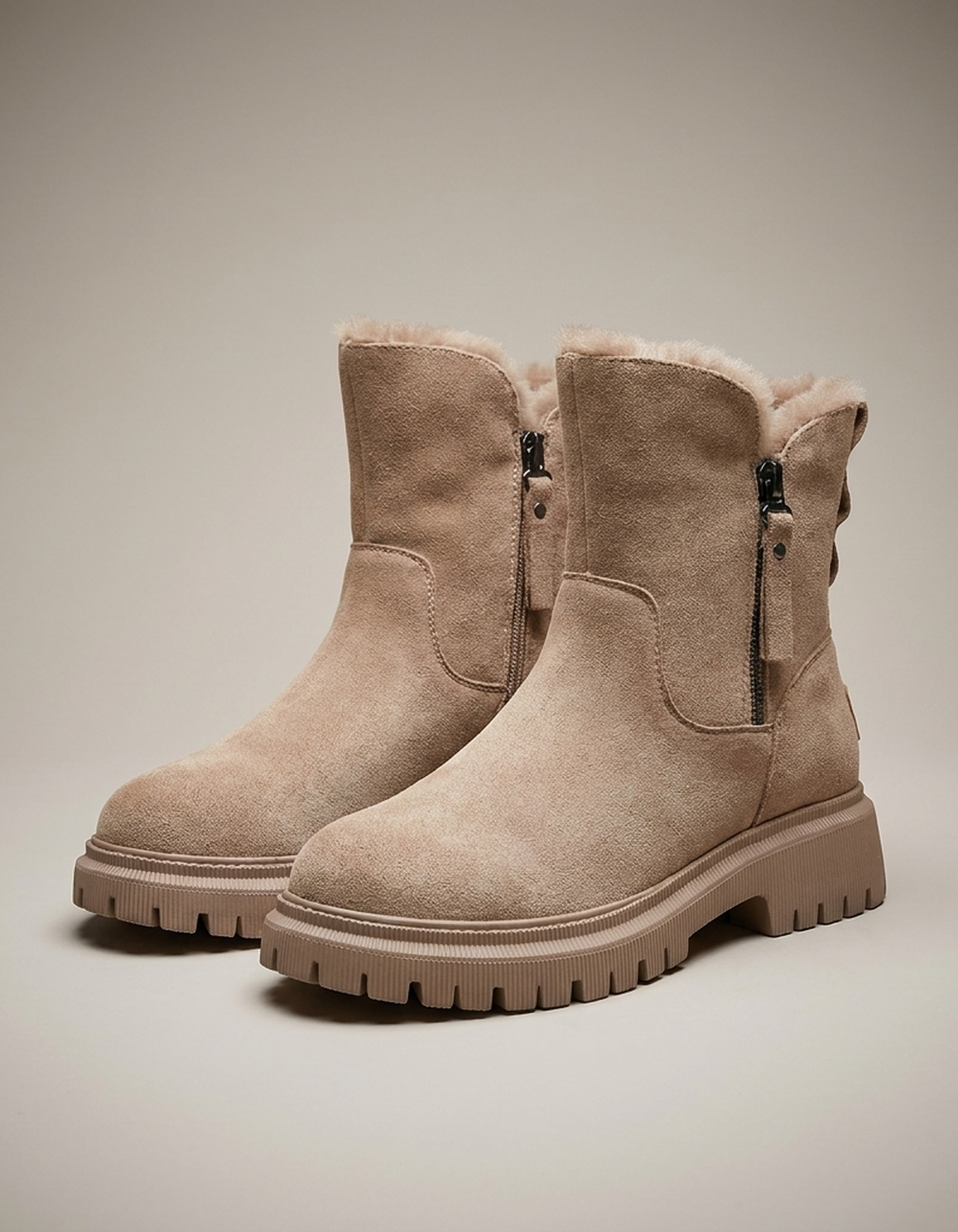 PLUXSTYLE::numise::lug-sole-winter-ankle-boots::pack-apricot
