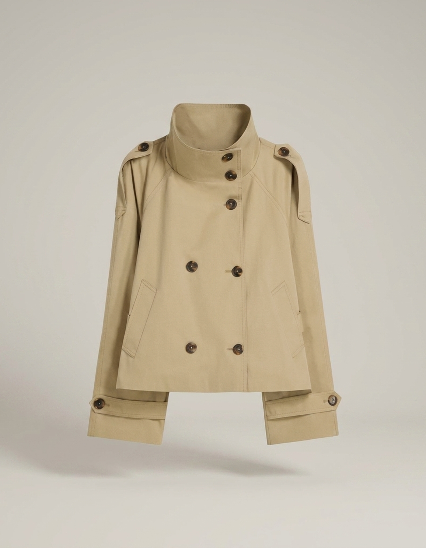 PLUXSTYLE::numise::elise-cropped-trench-parka::pack-beige