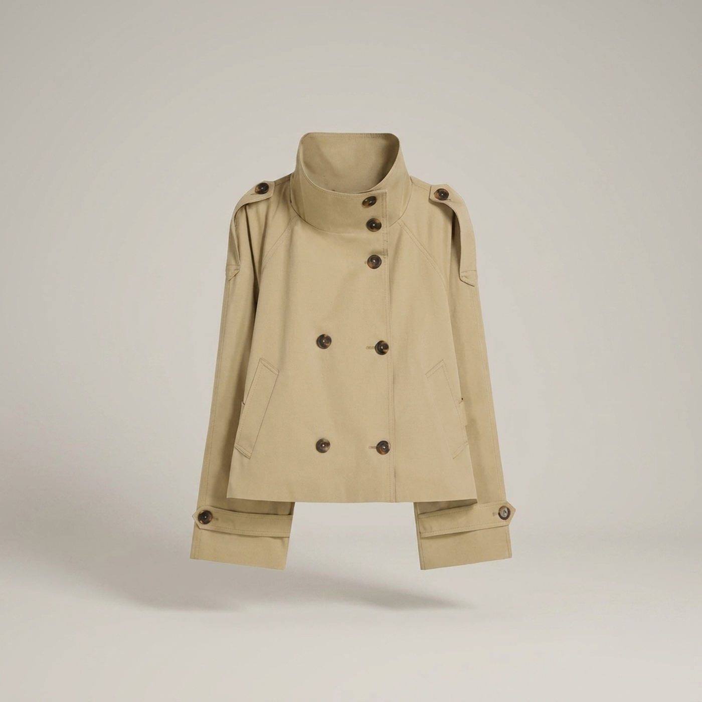PLUXSTYLE::numise::elise-cropped-trench-parka::pack-beige