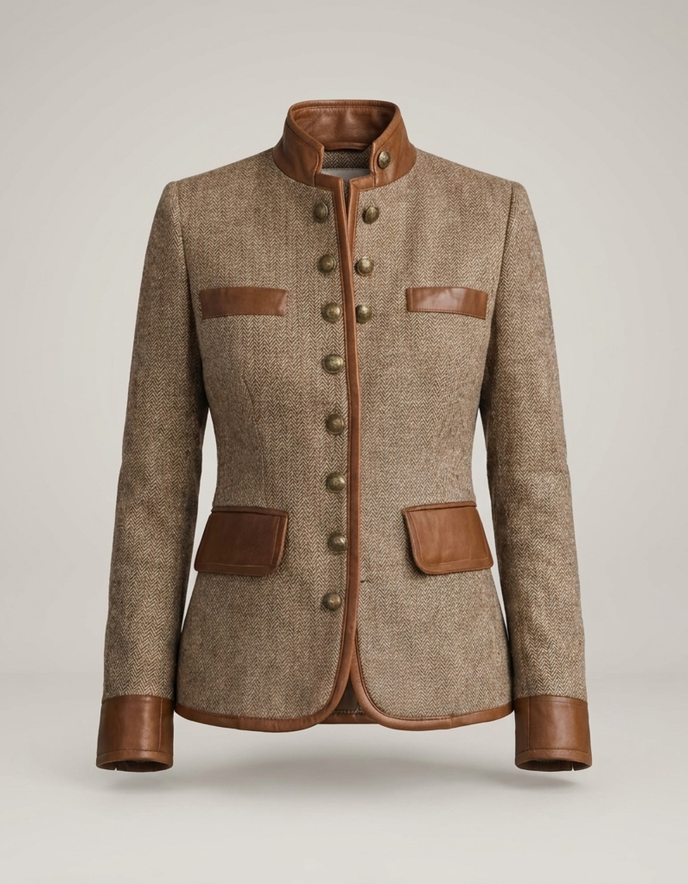 PLUXSTYLE::numise::tailored-heritage-trim-parka::pack-brown