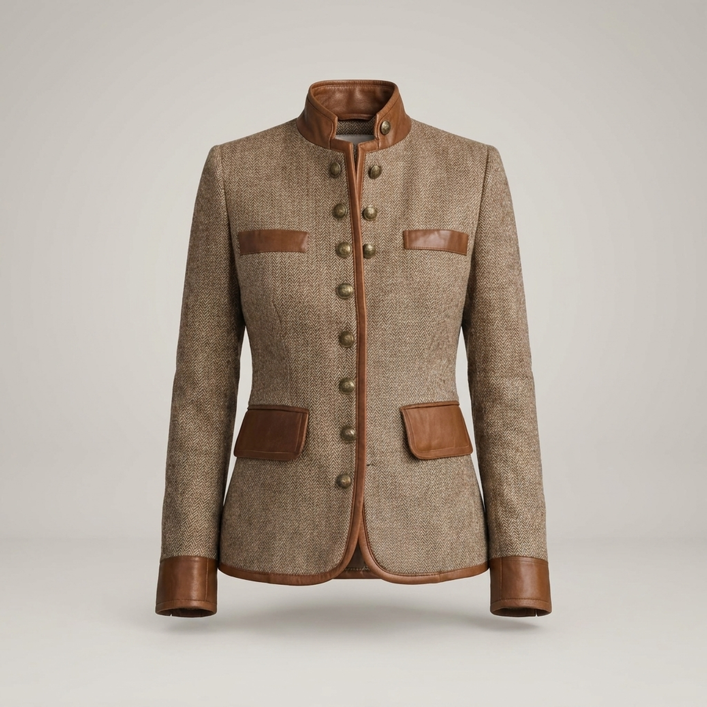 PLUXSTYLE::numise::tailored-heritage-trim-parka::pack-brown
