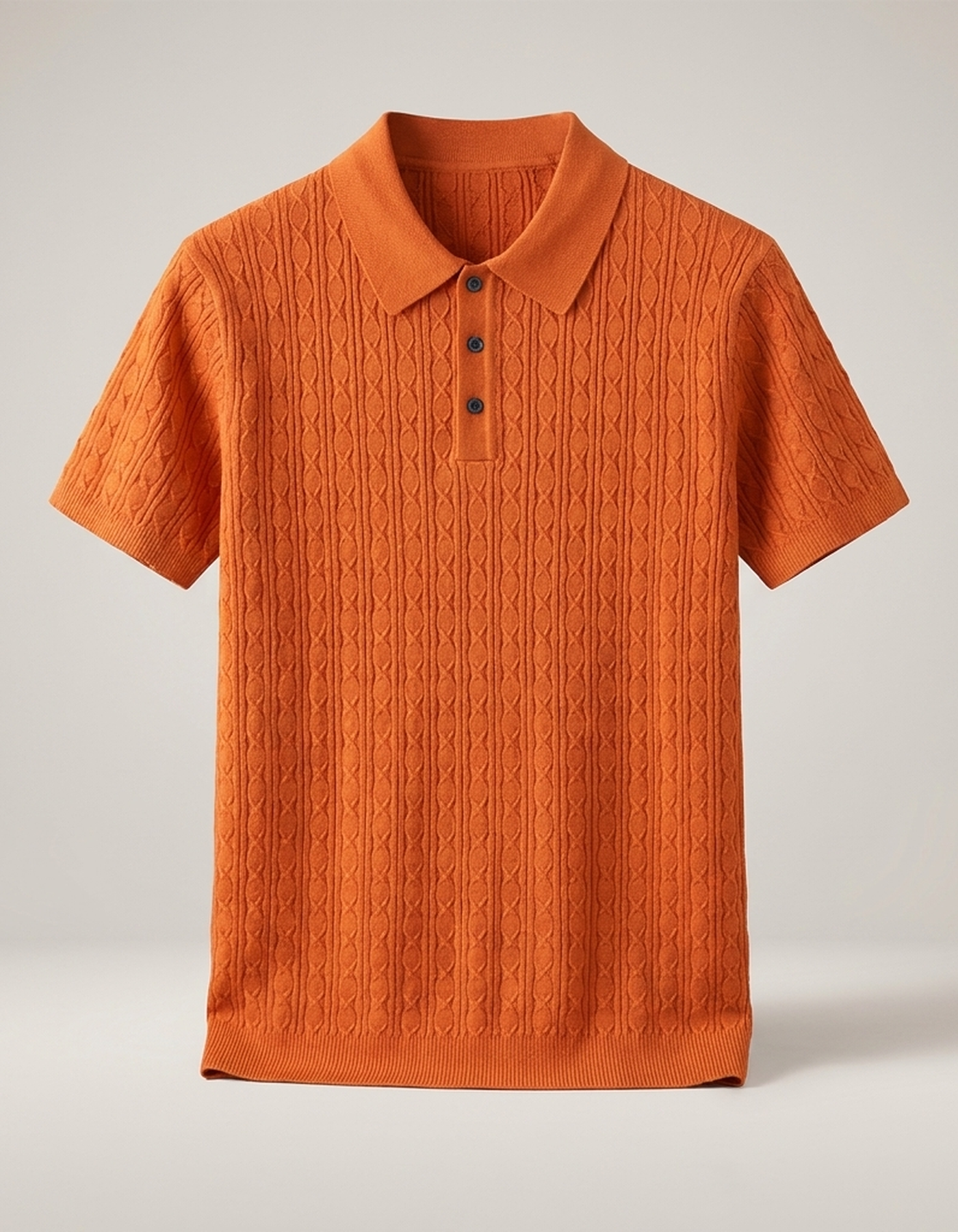 PLUXSTYLE::numise::mens-cable-texture-polo-top::pack-orange