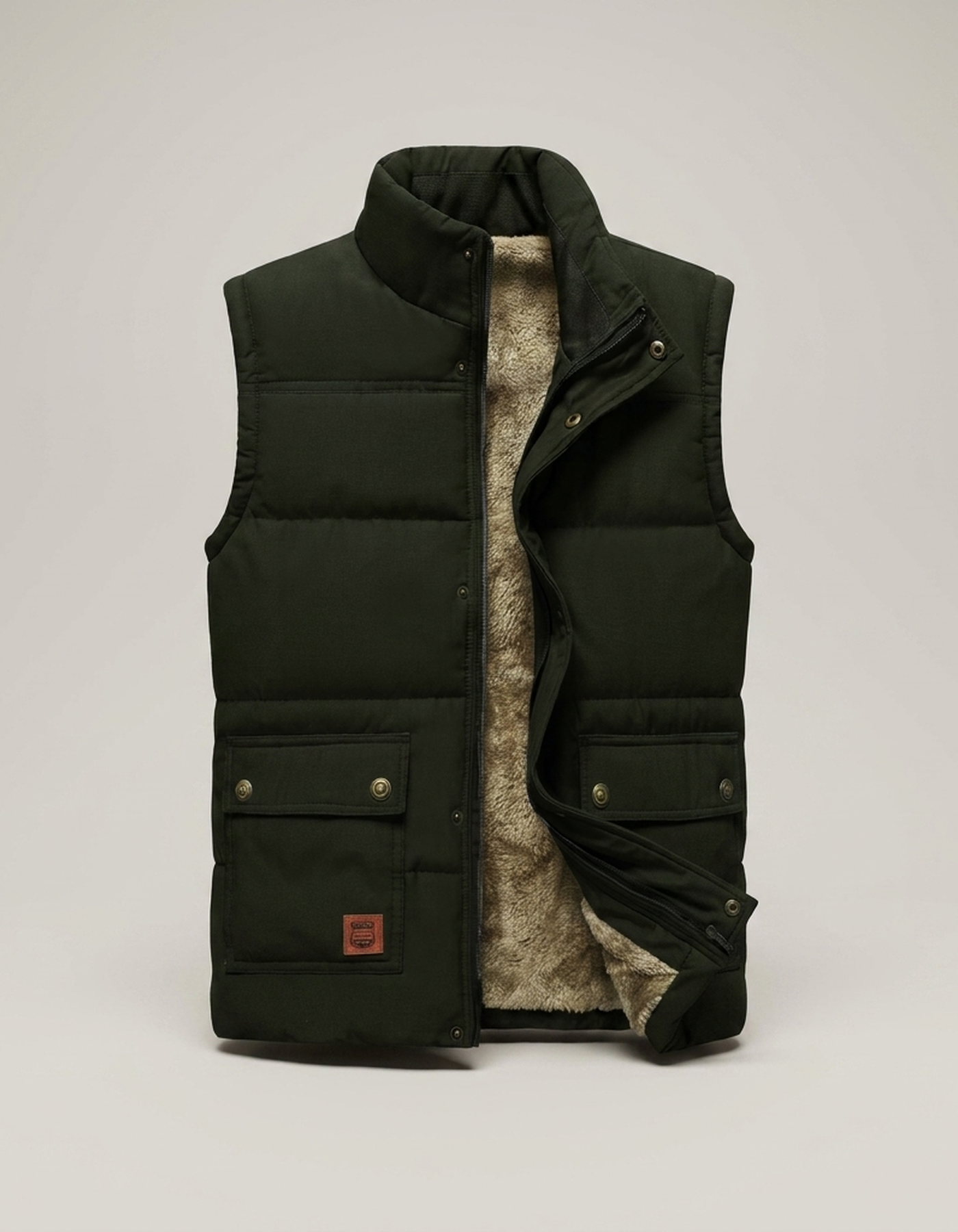 PLUXSTYLE::numise::mens-warm-lined-vest::pack-dark-green