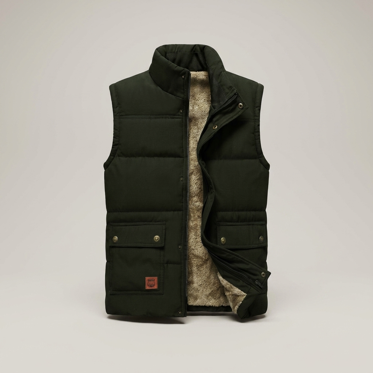 PLUXSTYLE::numise::mens-warm-lined-vest::pack-dark-green