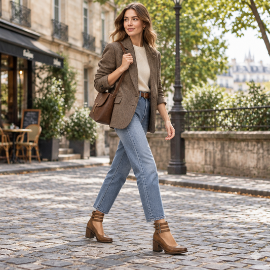 Strappy Block Heel Ankle Boots