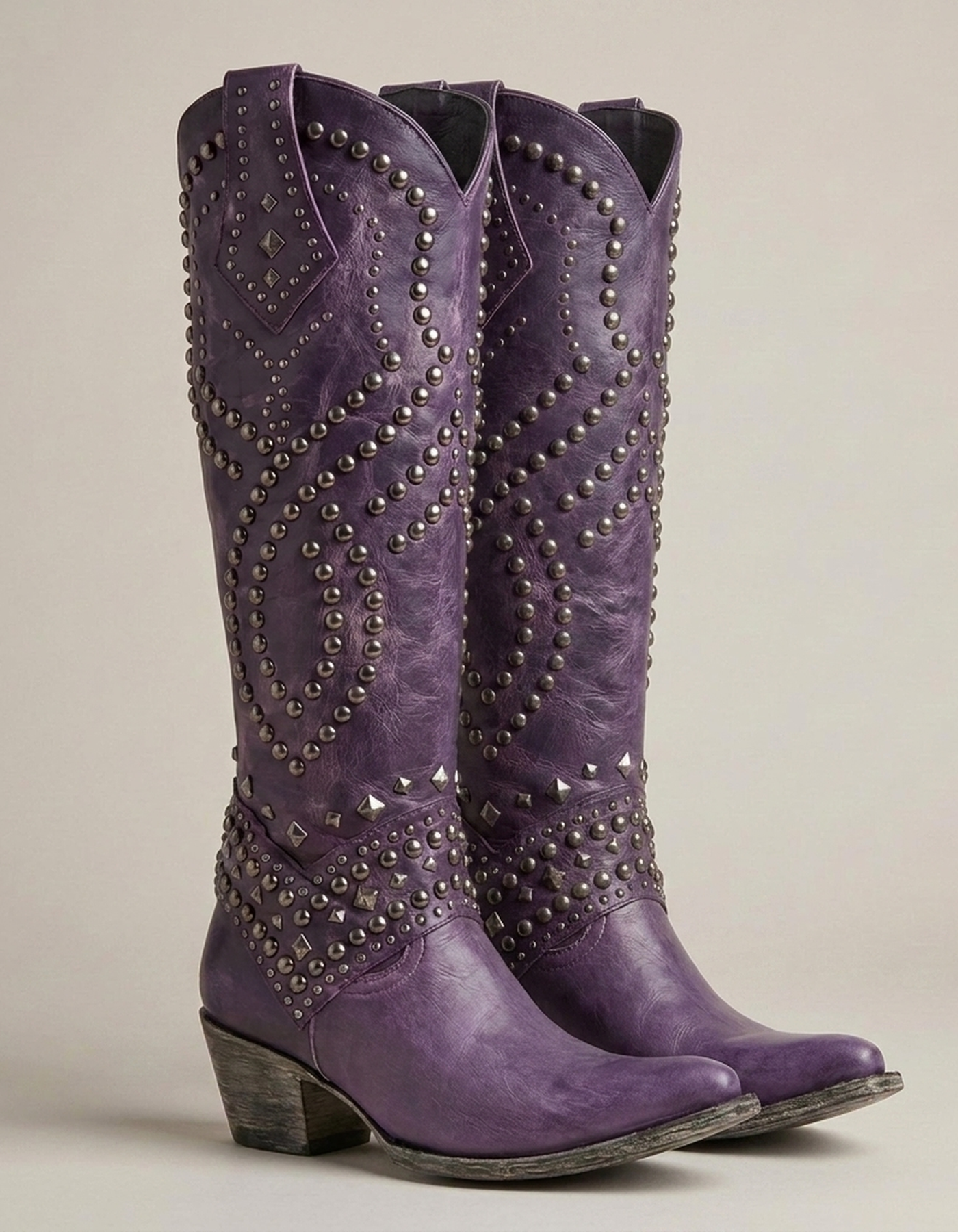 PLUXSTYLE::numise::amelia-studded-western-boots::closeup-detail