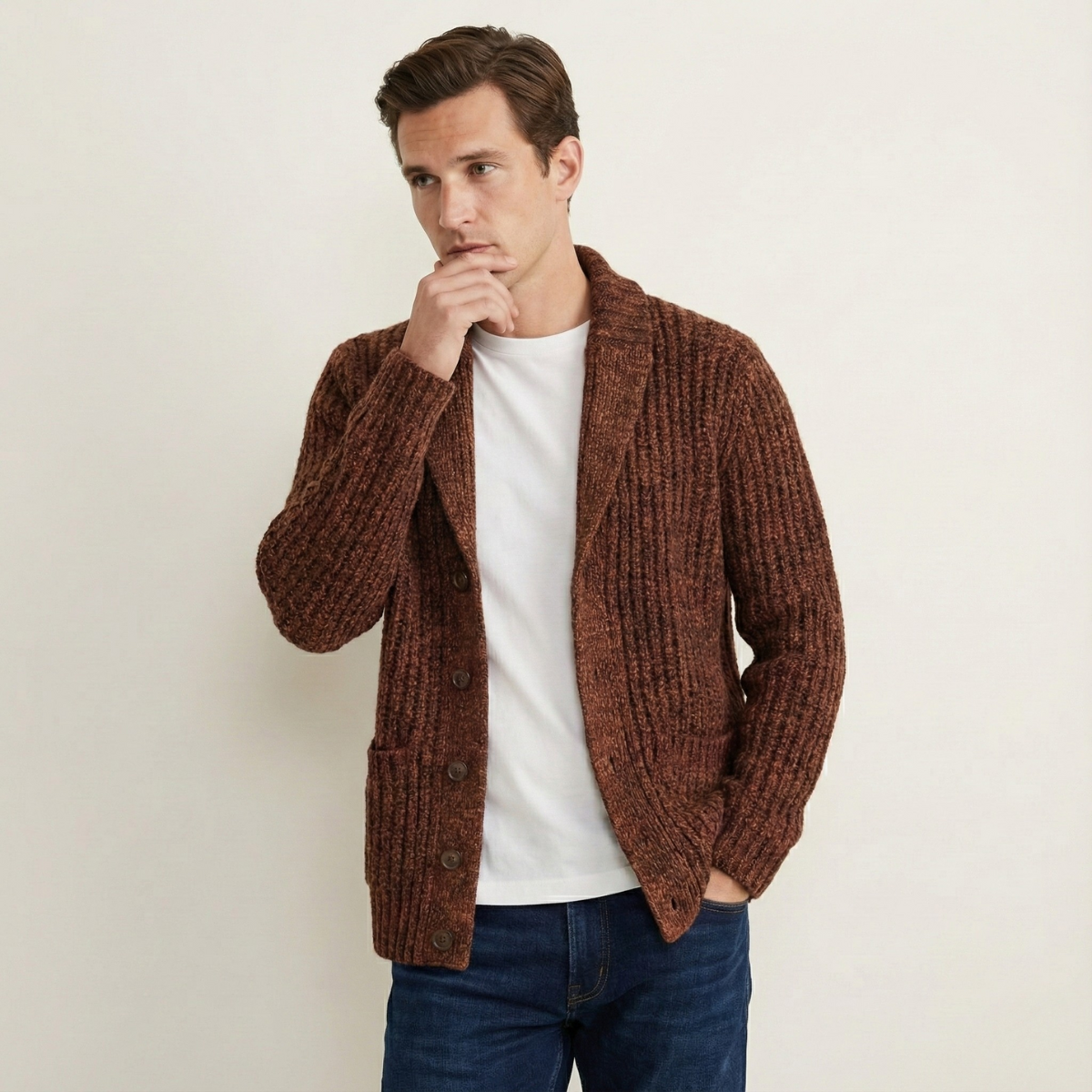 Chunky Texture Collar Cardigan