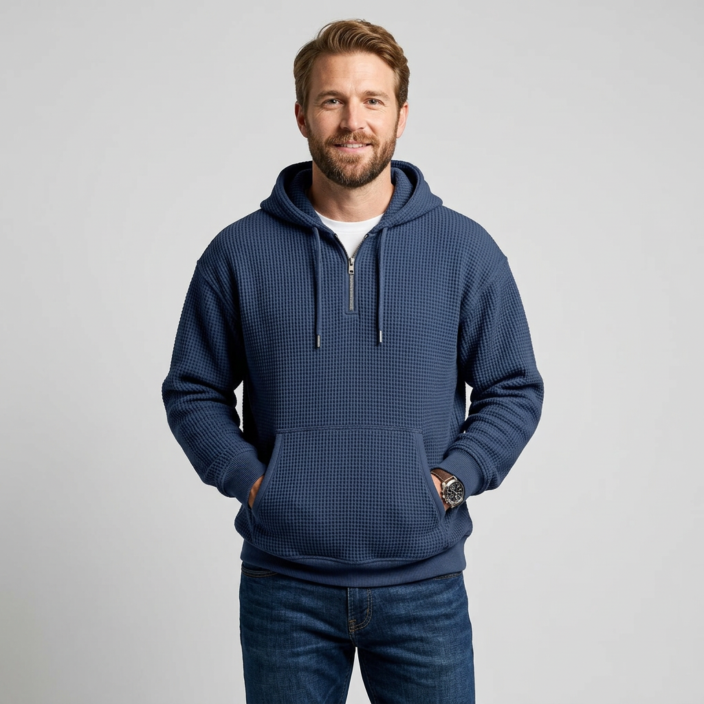 Grayson | Men's Waffle Knit Quarter-Zip Hoodie