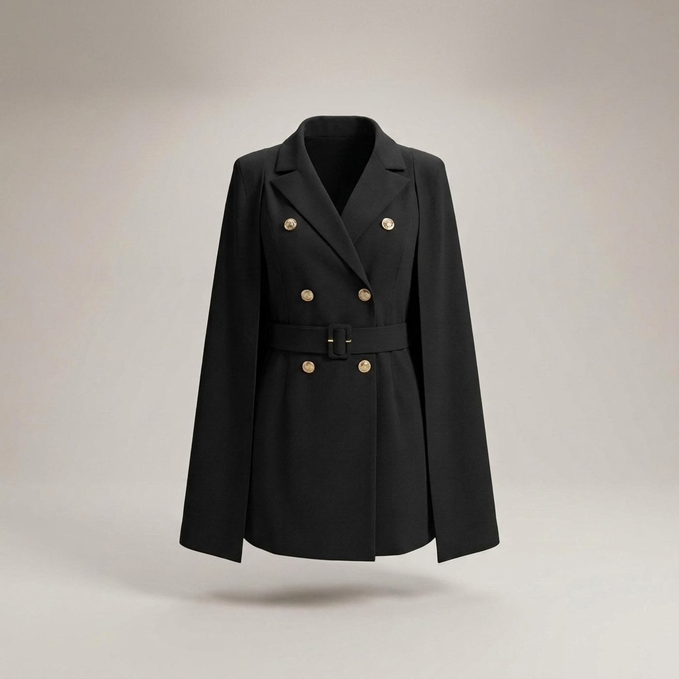 PLUXSTYLE::numise::cape-shoulder-belted-parka::pack-black