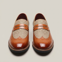 PLUXSTYLE::numise::mens-wingtip-strap-loafers::pack-brown