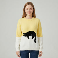 Leah | Women's Winter Oversized Cat Print Sweater