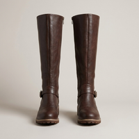 PLUXSTYLE::numise::supportive-buckle-tall-boots::pack-dark-brown
