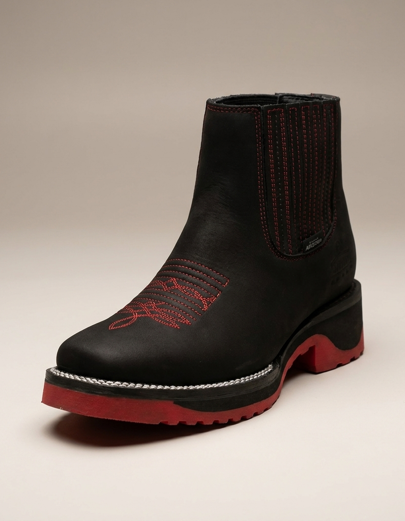 PLUXSTYLE::numise::square-toe-western-ankle-boots::closeup-hero