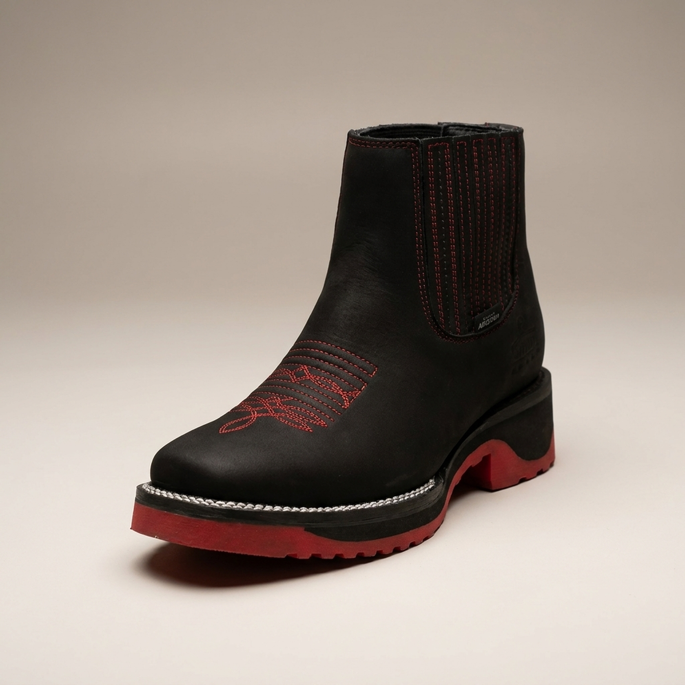 PLUXSTYLE::numise::square-toe-western-ankle-boots::closeup-hero