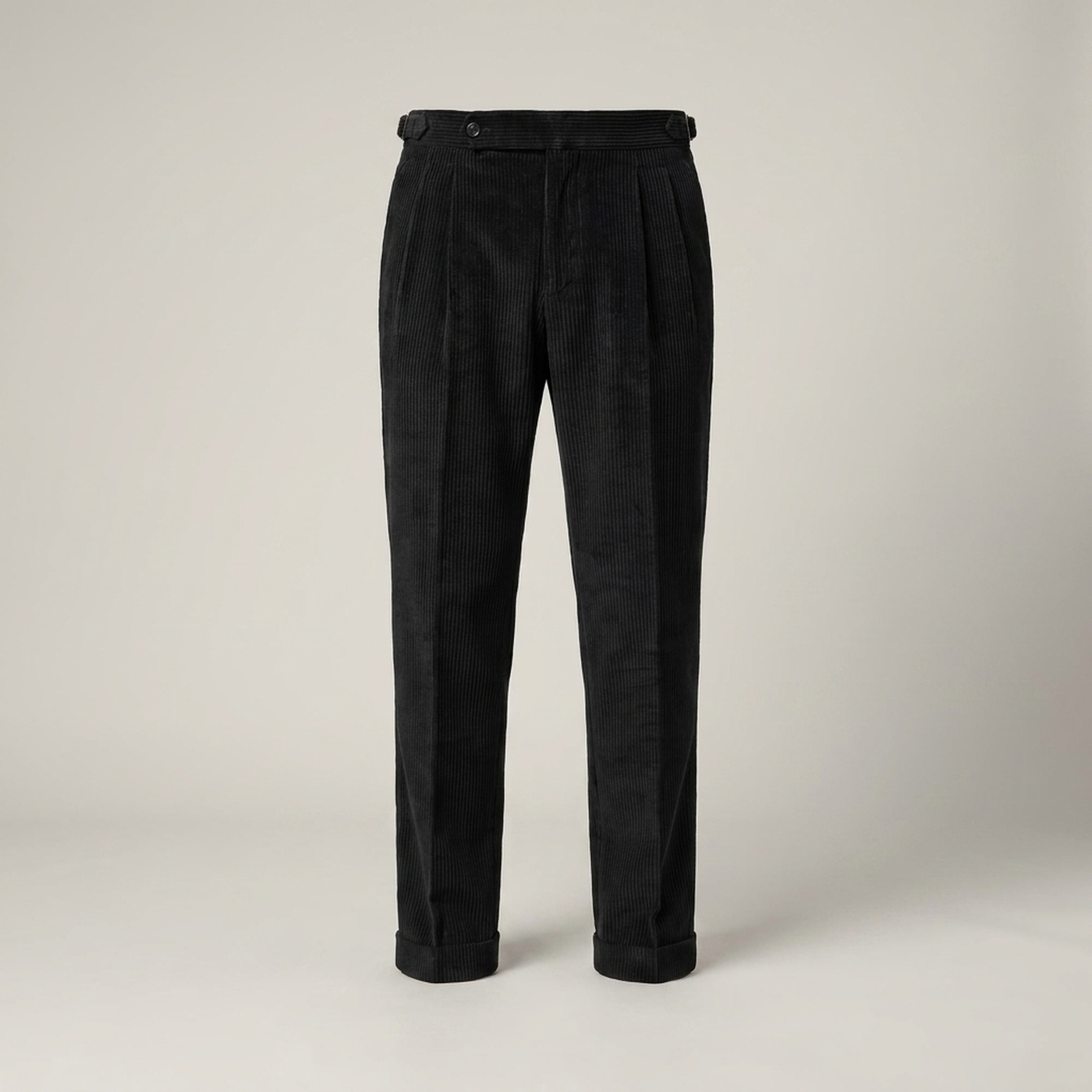 PLUXSTYLE::numise::mens-tailored-pleated-trousers::pack-black